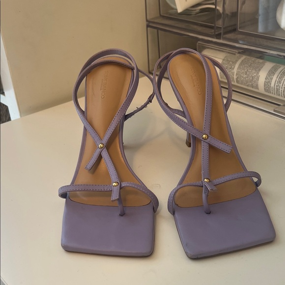 Tony Bianco Lavender Square Toe Strappy Heels | Size 8 | Minimal Sandals - Picture 3 of 17